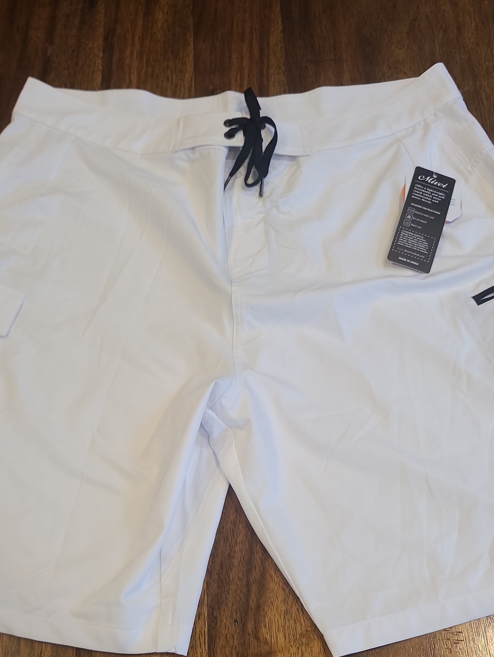 Mivei Swim Shorts Mens Water Resistant Sun Protection Light Weight White Size 40